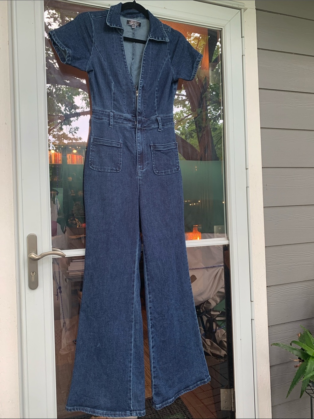 Blue Blush Dark Denim Short Sleeve Jumpsuit